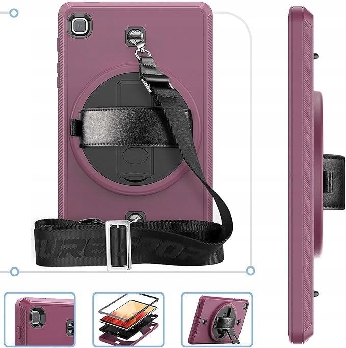Etui do A7 Lite T220 z Podstawką i Paskiem na Ramię Fioletowe