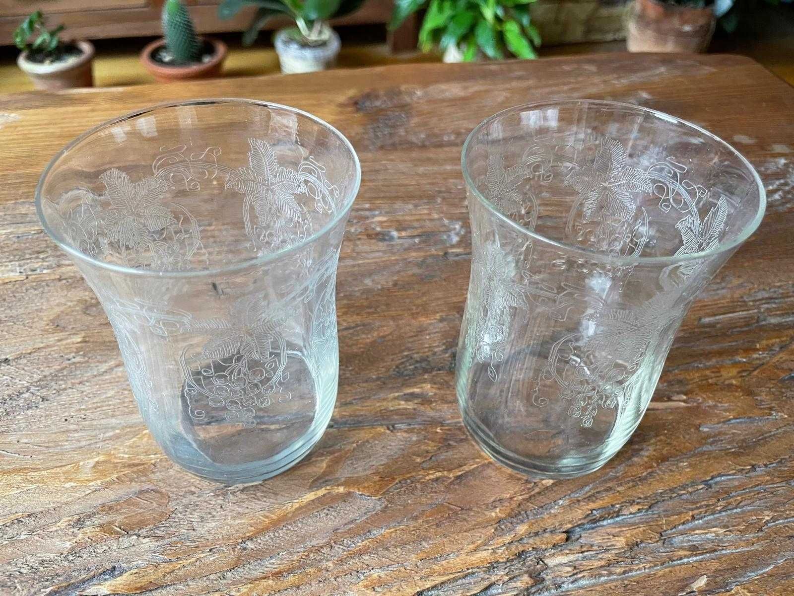 Bohemia szklanki 2 sztuki trawiony wzór vintage