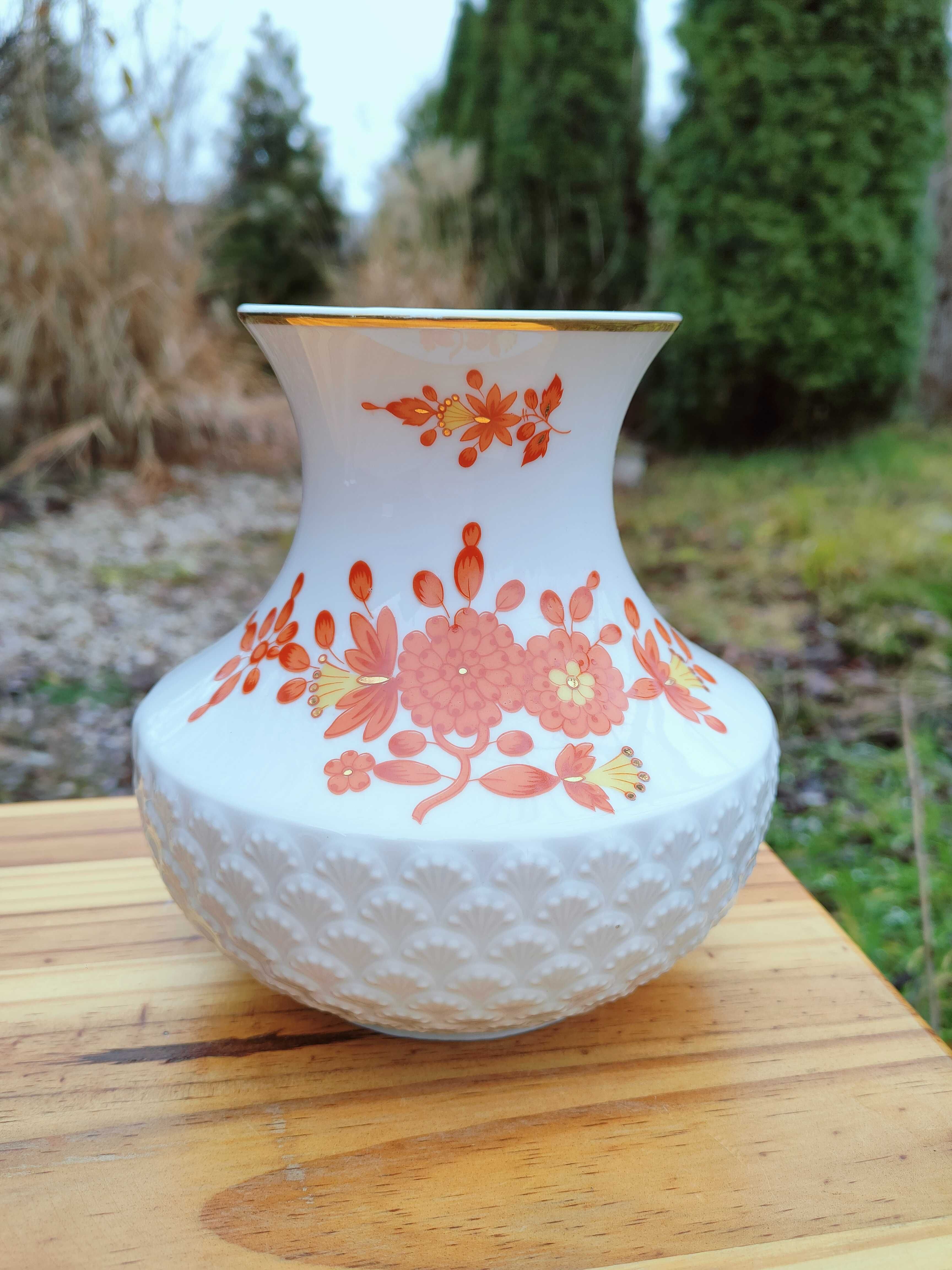Śliczny wazon w pomarańczowe kwiaty - Hutschenreuther