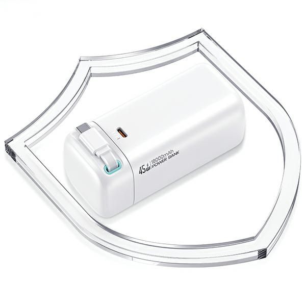 USAMS Powerbank ze zwijanym kablem USB-CRetractable 18000 mAh PD45W