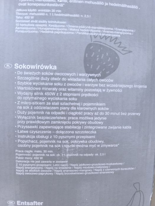 Sokowirówka do owoców i warzyw