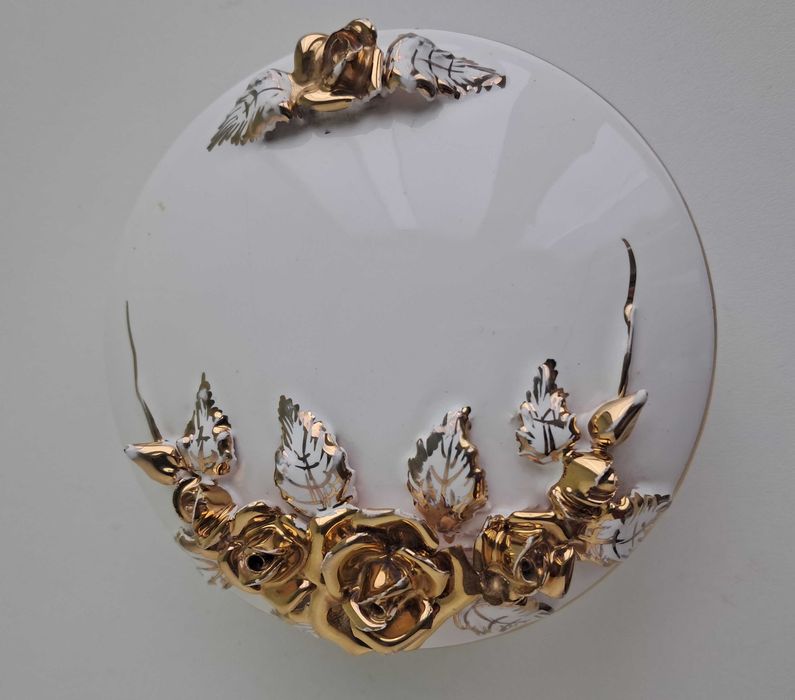 Sofisticado e Belo Guarda-joias Branco e Ouro