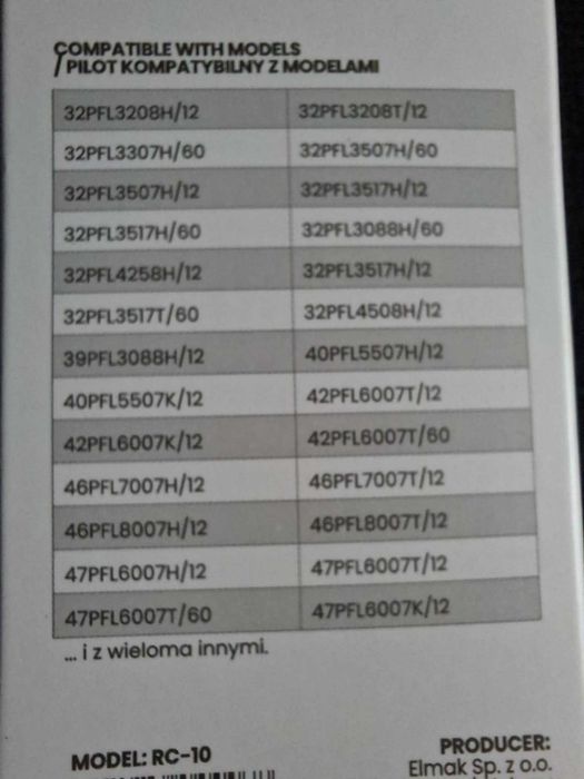 Uniwersalny pilot do telewizora PHILIPS