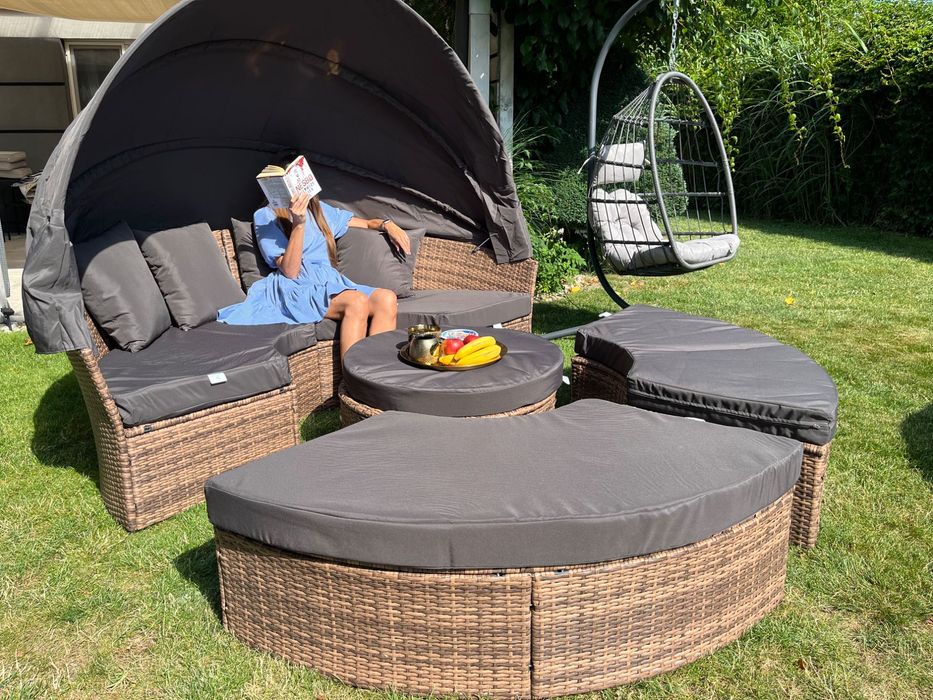 VENUS leżanka technorattan szary lub brąz leżak taras 210