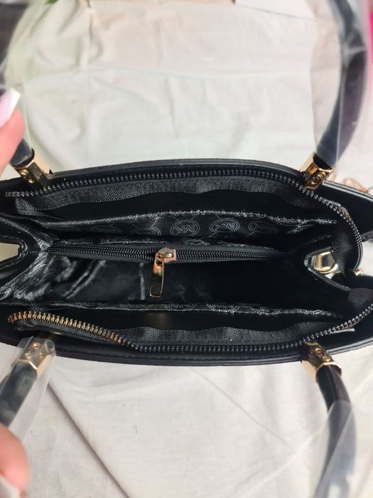 Torba dlugie raczki damska Michael Kors monogram MK czarna serduszko