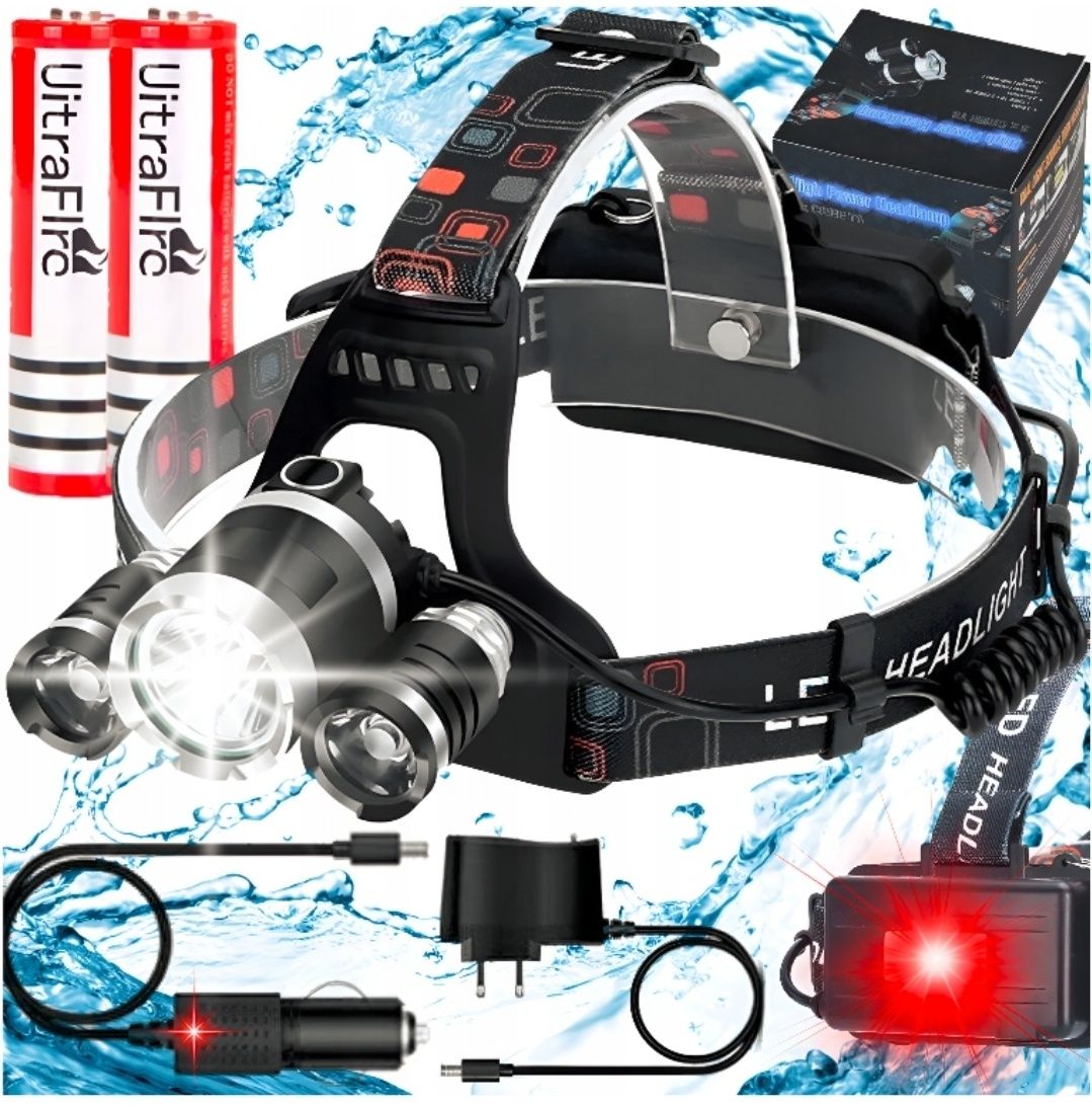 Mocna latarka czolowa led zoom