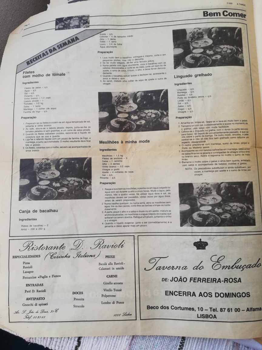 14 folhetos coleccionáveis da coleção "Bem comer", do jornal "A Tarde