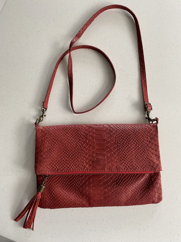 kopertówka skóra czerwona made in italy