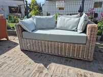Sofa rattanowa z ratanu naturalnego szara naturalny rattan GRUBY oplot