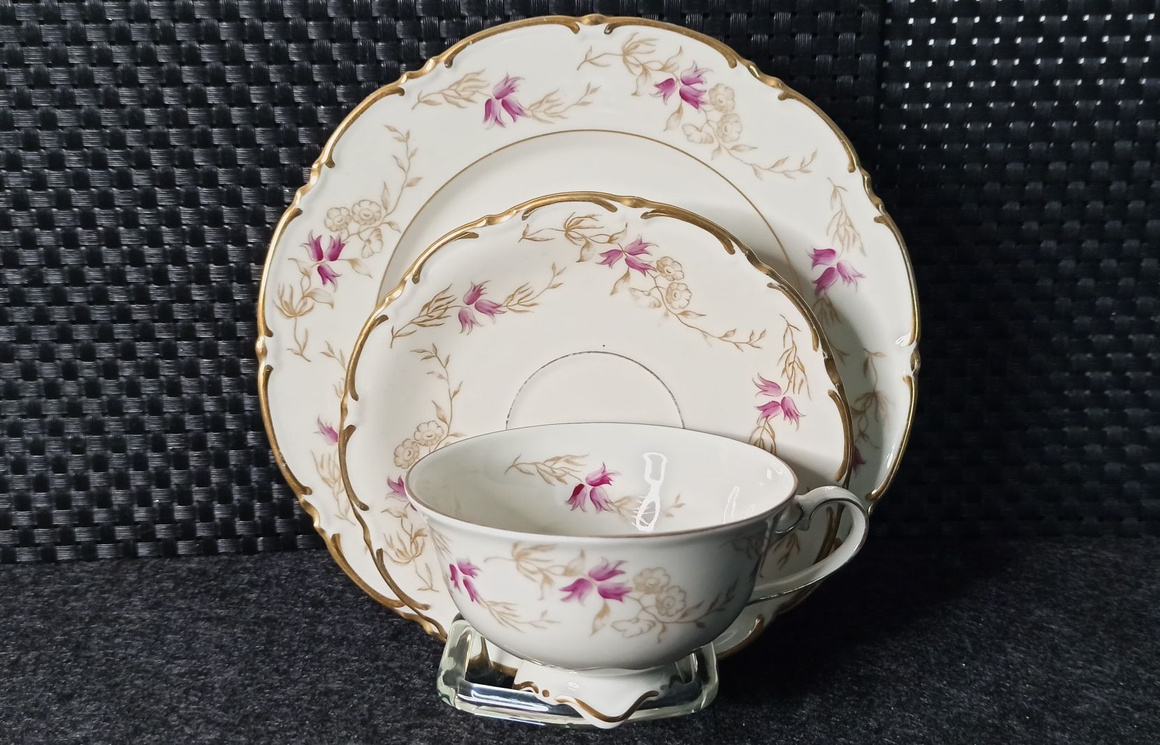 Porcelana Letin TRIO wzór kwiatowy