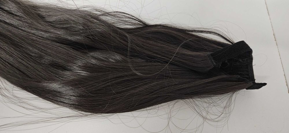 Doczepiany kucyk kitka 60 cm włosy proste bardzo ciemny brąz