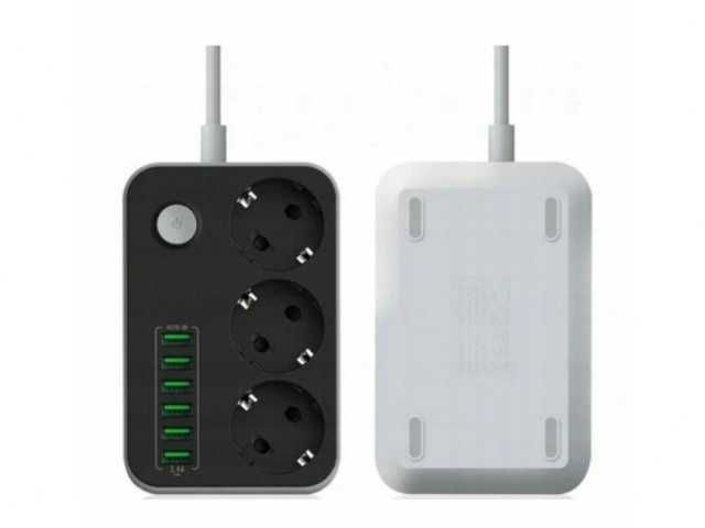 Listwa zasilająca 3 gniazda + 6x usb przedłużacz