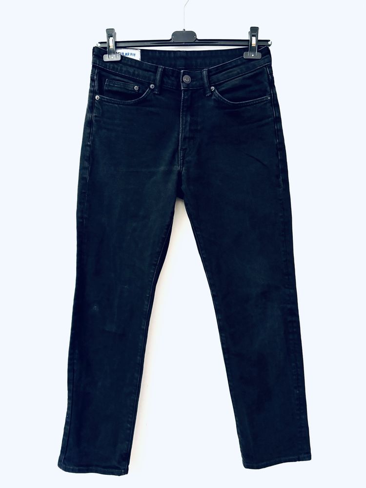Spodnie dżinsowe H&M 31/32 czarne proste