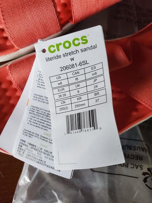 Босоножки Crocs Lite Ride, размер 8US,