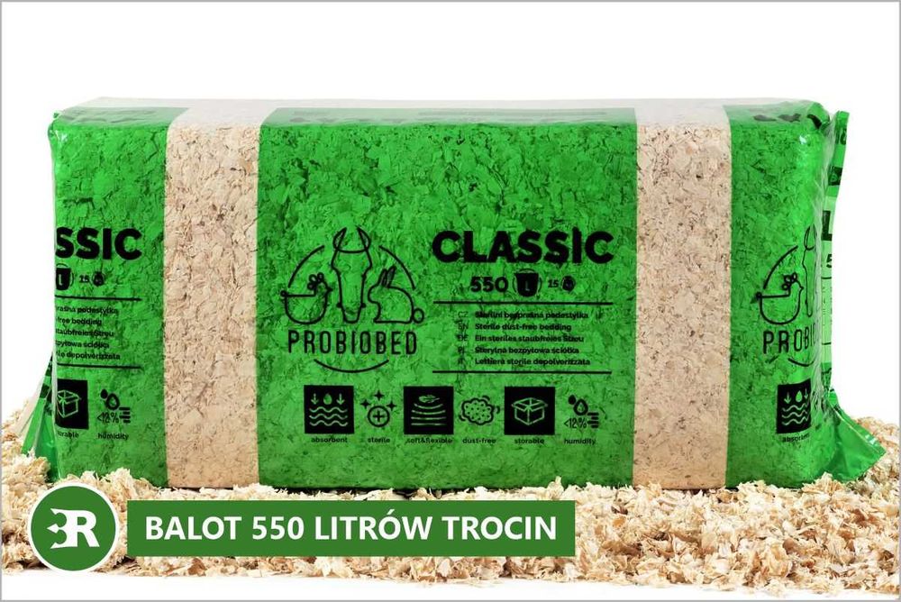 Odpylone, bezzapachowe trociny dla drobiu - 15 kg, 550 litrów