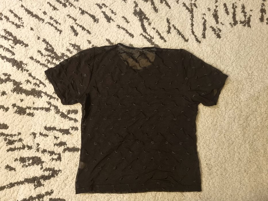 Czarna bluzka 38 M tiulowa elastyczna koszulka T-shirt