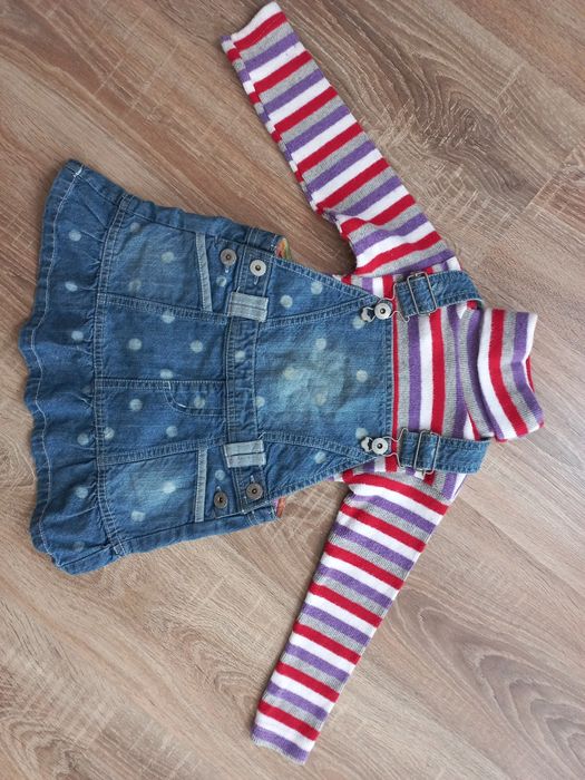 Sukienka dżinsowa jeansowa dziewczęca ogrodniczka 92 98 golfik półgolf