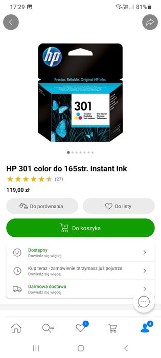 Tusze HP 301 black & color