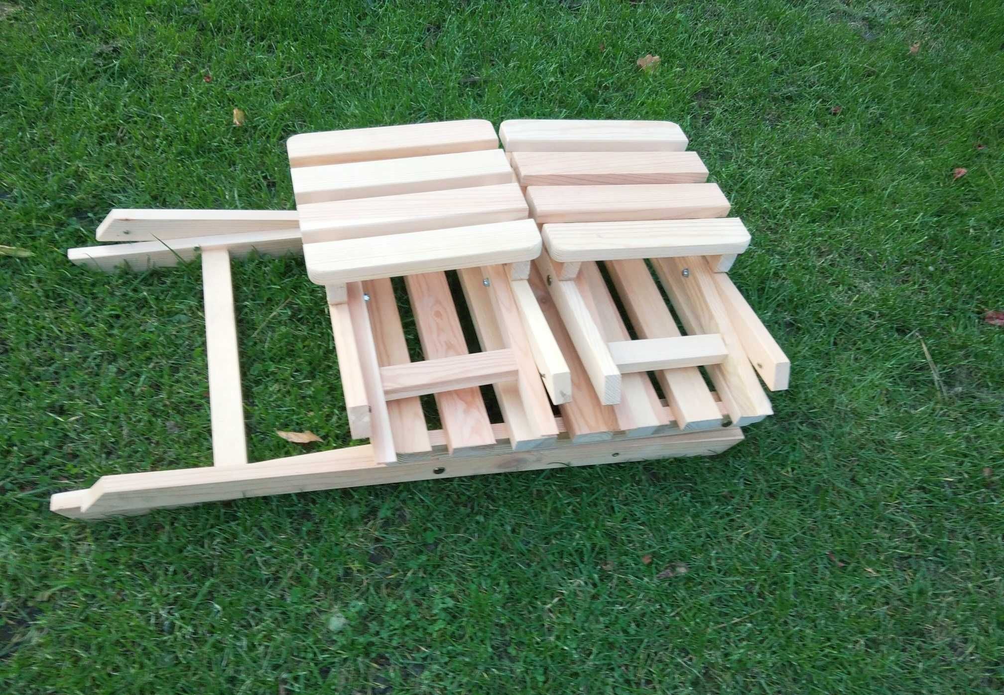 stolik 2 stołki drewniane sosna ogrodowe składane X NOWE