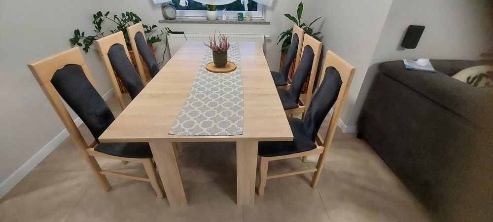 Meble stół, krzesła, komoda, RTV, stolik ST, dąb Sonoma,