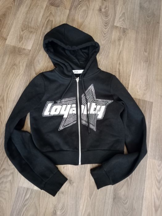 Укорочена кофта з капюшоном