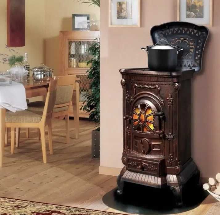 Буржуйка чугунная / камин / печь / отопление 9 кВт / двойная стенка