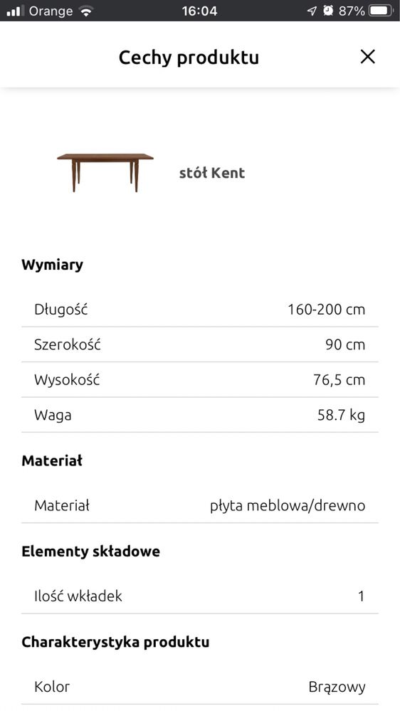 Komplet- stół, 6 krzeseł