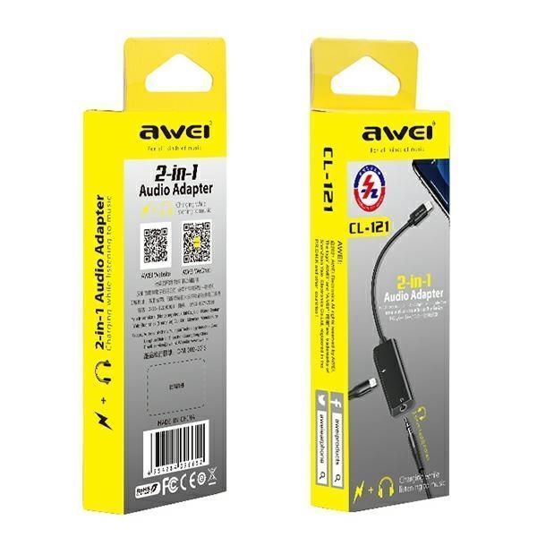 Awei Adapter Cl-121 Lightning-Lightning/ Jack 3.5 2W1 Czarny/Black