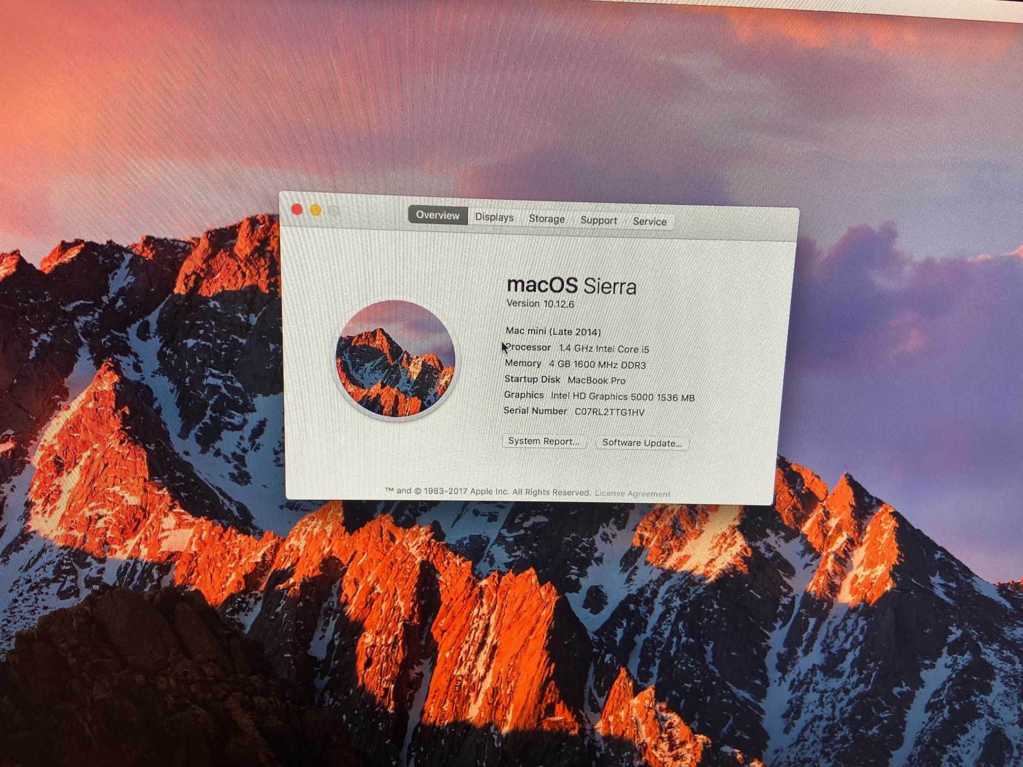 Apple Mac Mini 2014 i5 1.4Ghz/4Gb RAM/500Gb HDD