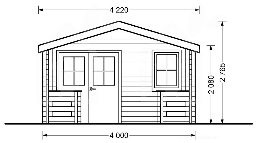 Abrigo de Jardim de Madeira Pré-fabricado 16m2+2m2 (Alpendre) | Cabana