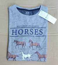 T-shirt cinzenta manga comprida com cavalos