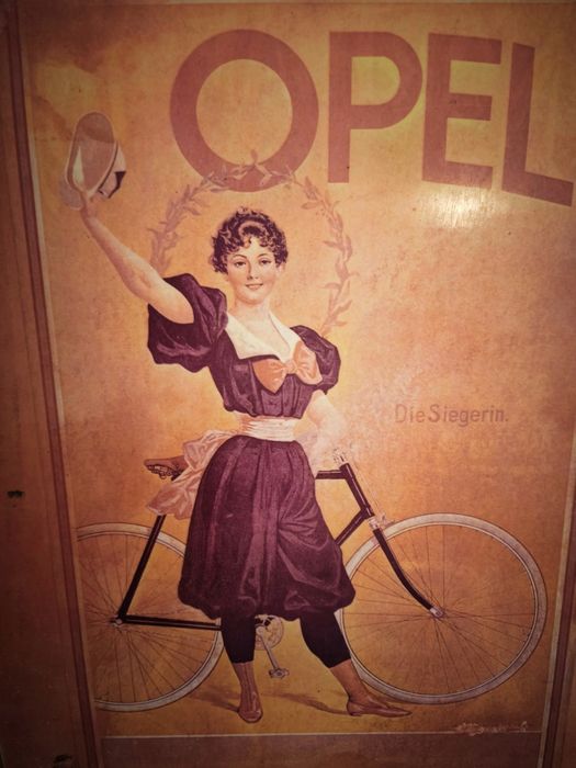 Placa publicitária antiga da bicicleta Opel