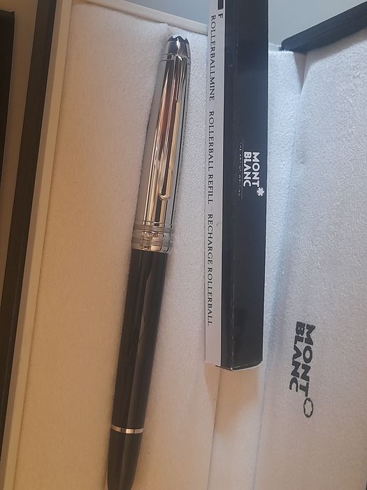 Caneta Rollerball Montblanc Meisterstuck classic tampa de aço