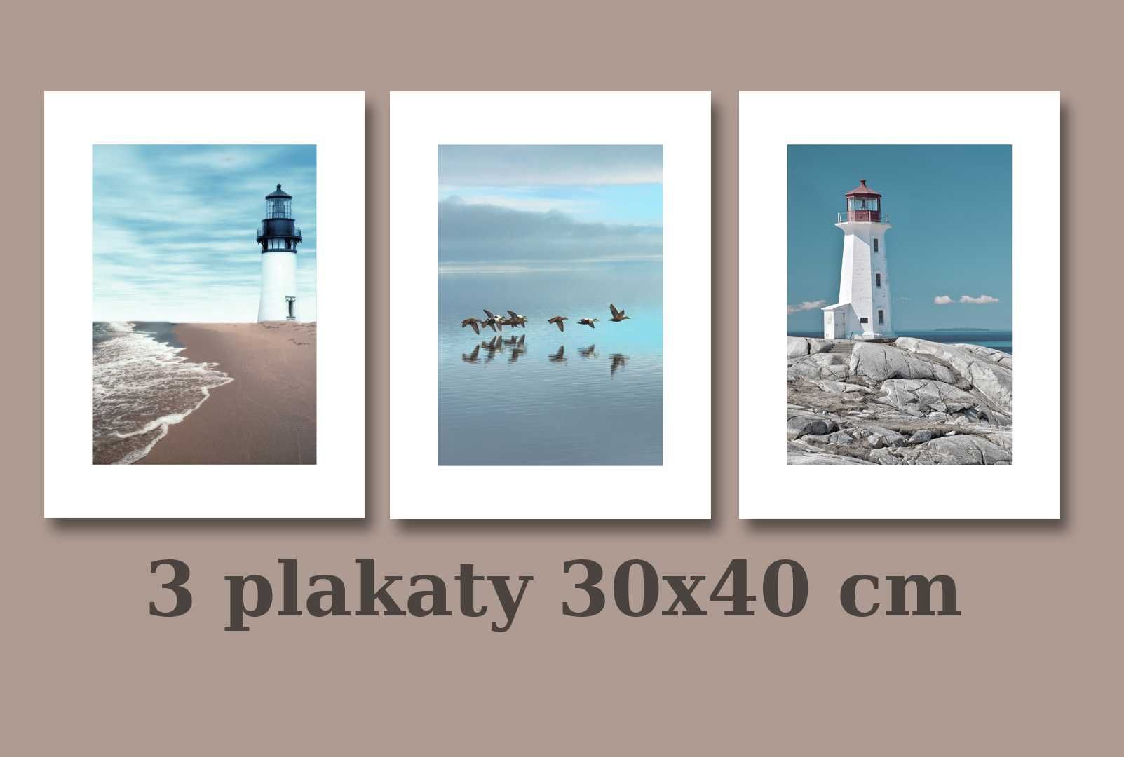 3 plakaty 30x40 morze, latarnie.