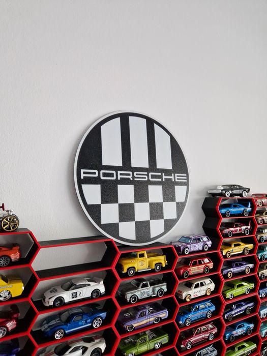 Tablica dekoracyjna okrągła znak ekspozytor logo Porsche Hot Wheels