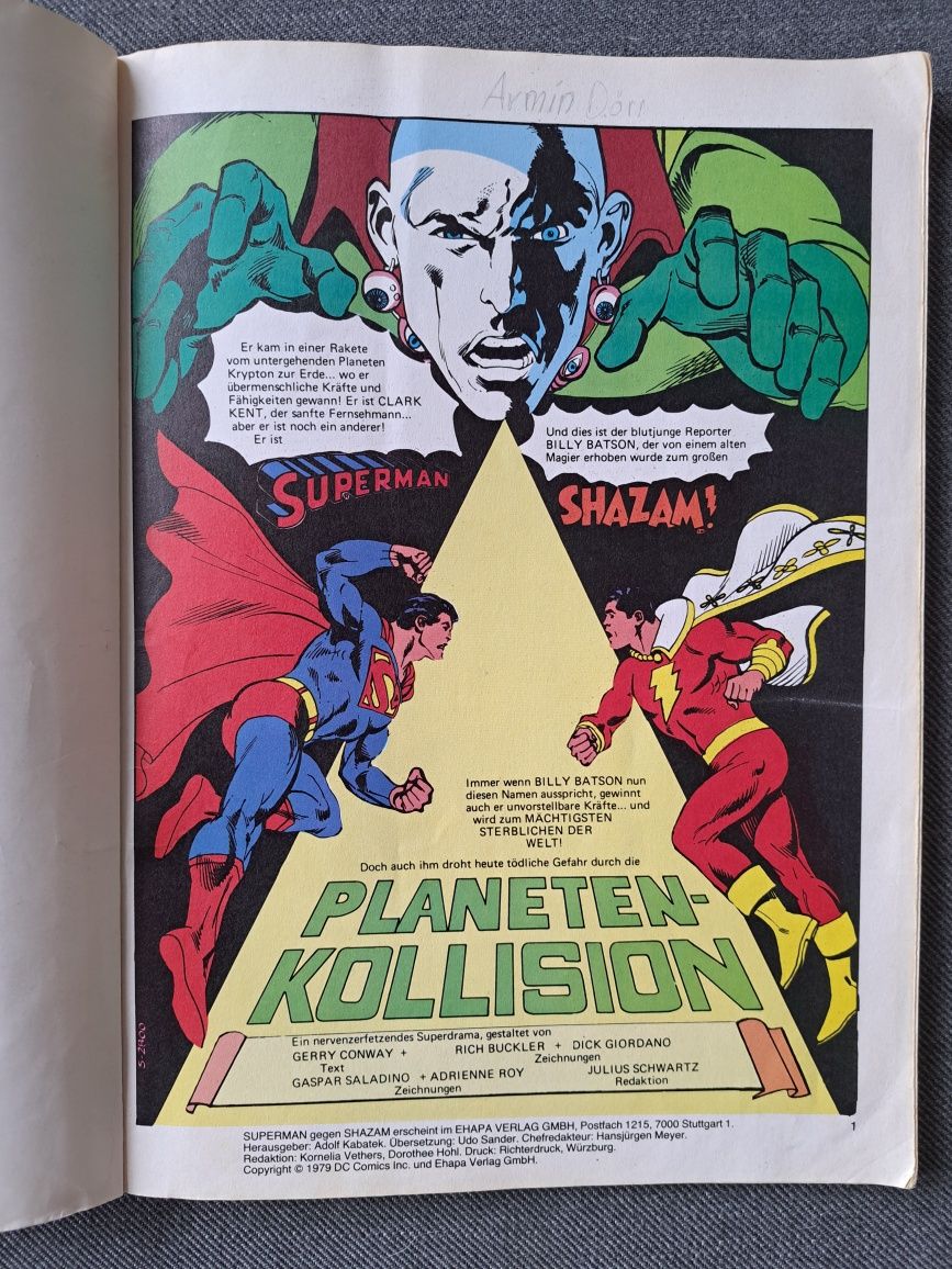 Komiks Superman gegen Shazam 1979 r.