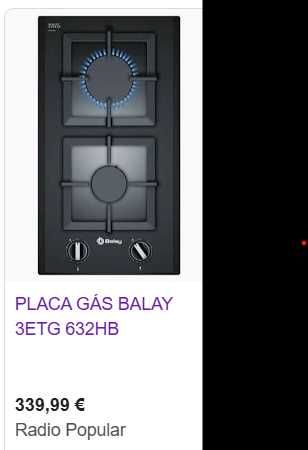 Placa gás 2 bicos