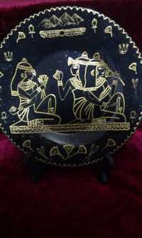 Декоративная тарелка "Египетские фрески", ручная роспись.