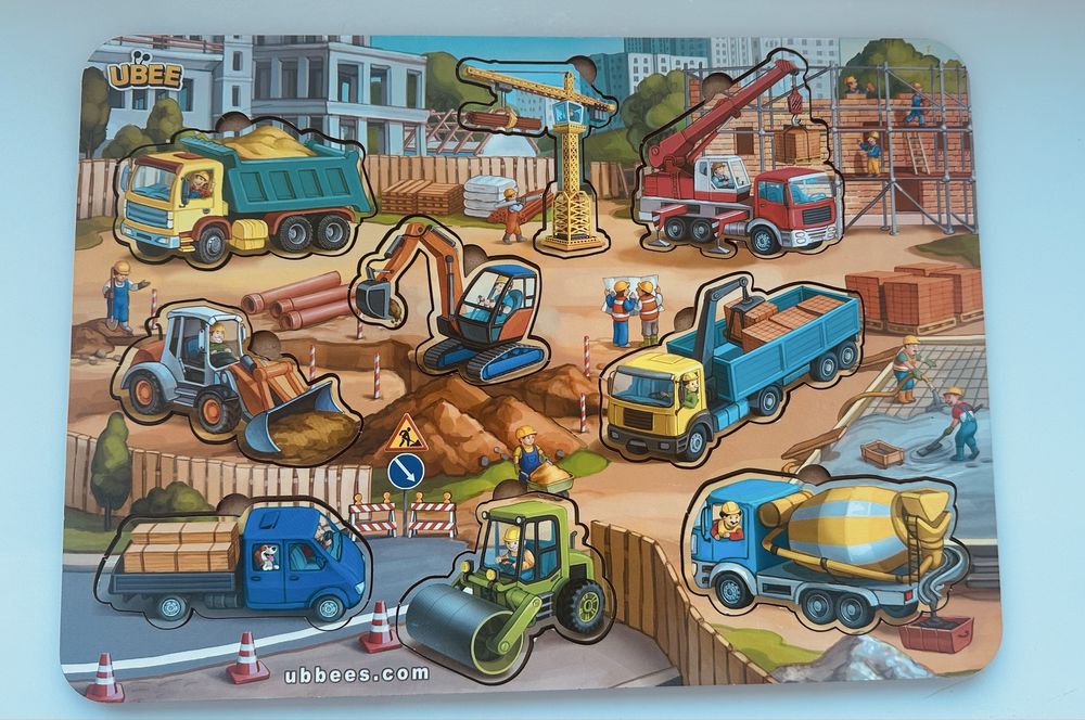 Деревʼяний пазл Транспорт, будівлельні машини