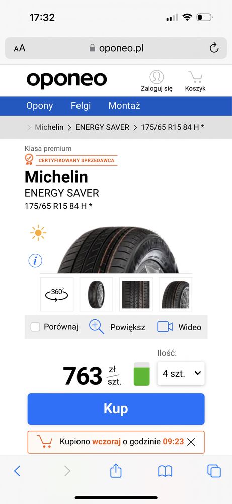 Okazja! 2 opony + 1 gratis! Opony letnie Michelin 175/65 R15