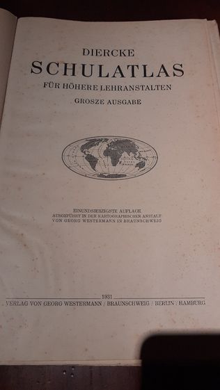 Atlas geograficzny, niemiecki SCHULATLAS 1931 roku