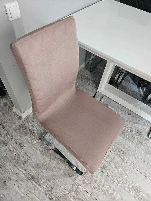 Pokrowce na krzesła elastyczne 4 sztuki beżowe cappuccino komplet