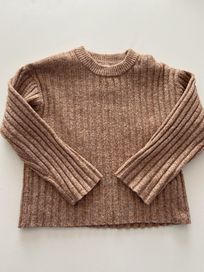 Sweter 104 Zara brązowy beżowy