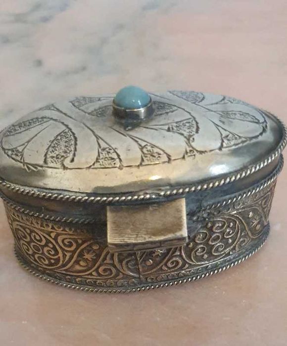 Caixa estanho com agata azul