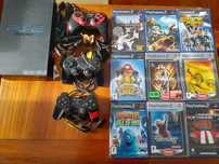 Playstation 2 + comandos + jogos