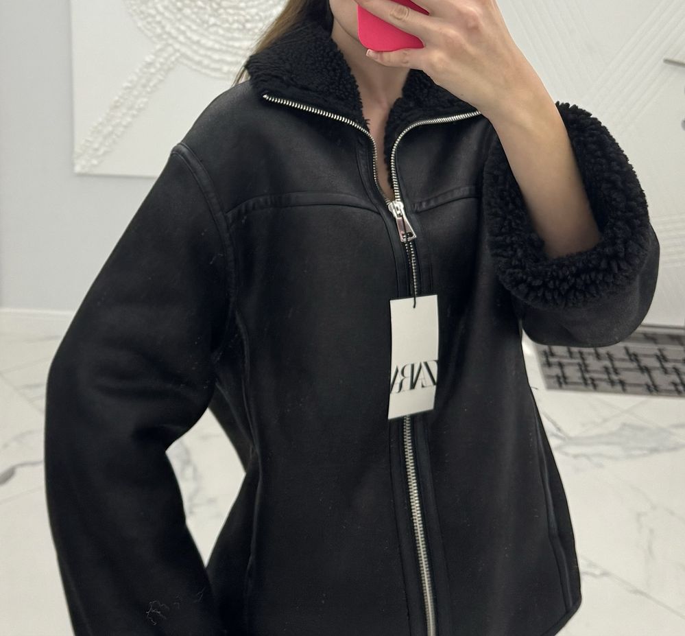 Брендова зимова куртка - еко овчина -Zara -xs/s