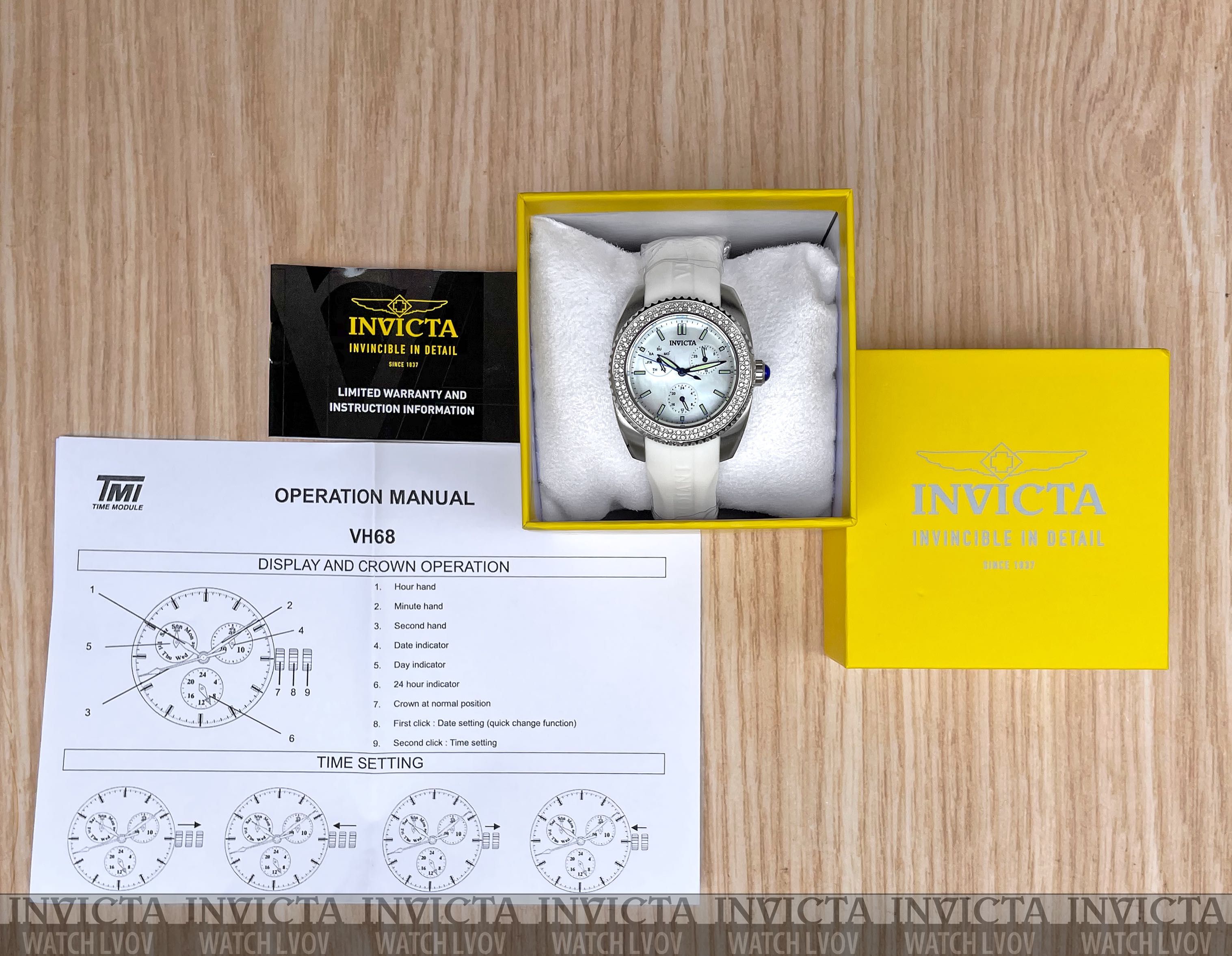 Женские часы Invicta 28486 Angel 38 mm. Silver White Mother of Pearl