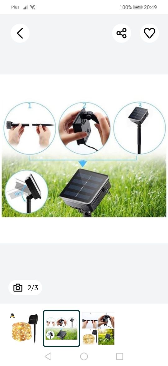 Lampki solarne 100led