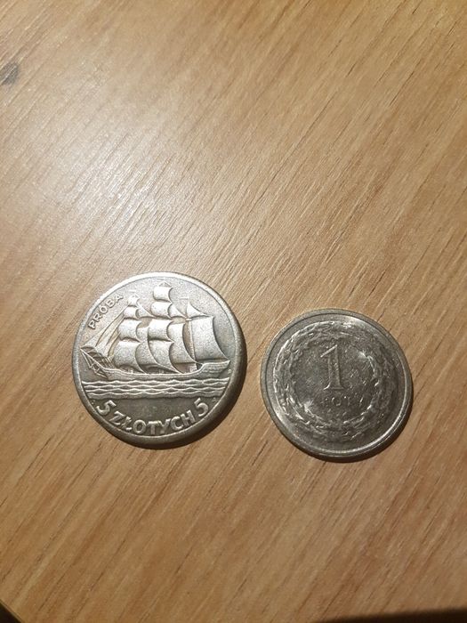 Żaglowiec 5 złotych próba 1936 rzadkość rarytas do kolekcji