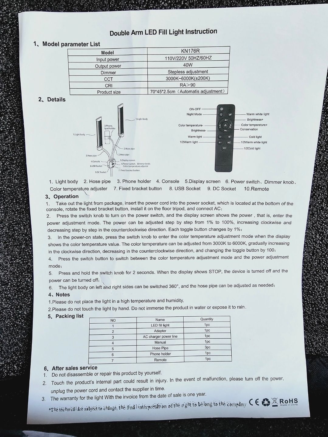 Lampa kosmetyczna LED podwójna 40W + pilot statyw torba lusterko